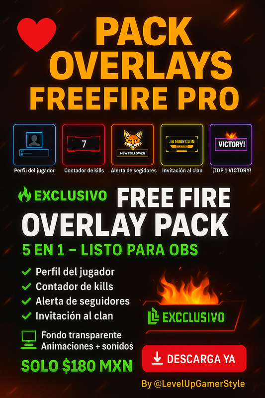 Free Fire Overlay Pack – 5 en 1